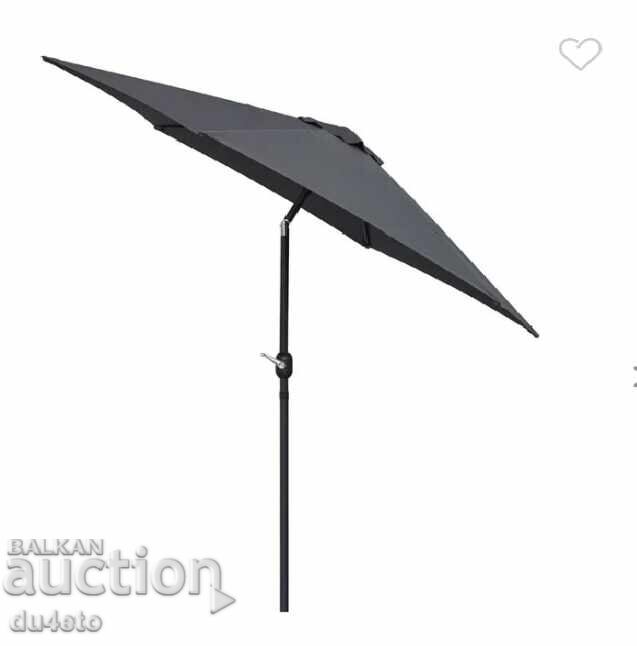 Licitație Umbrelă de grădină pliabilă, rezistentă la vânt, gri, cu mecanism manual