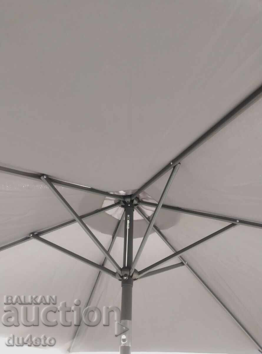 Umbrelă de grădină pliabilă, rezistentă la vânt, gri, cu mecanism manual - 5
