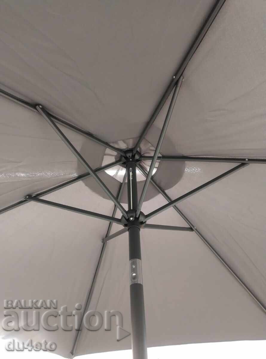 Umbrelă de grădină pliabilă, rezistentă la vânt, gri, cu mecanism manual - 6