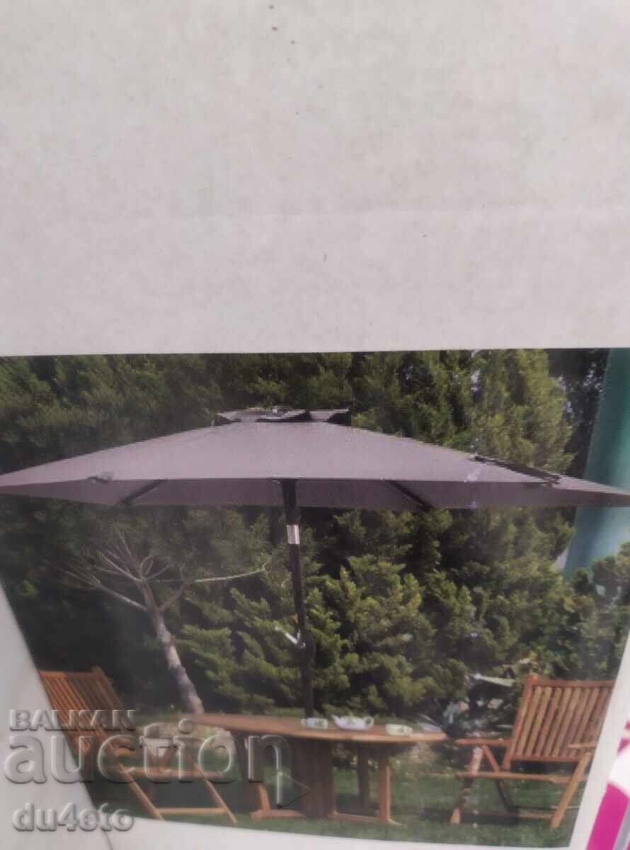 Umbrelă de grădină pliabilă, rezistentă la vânt, gri, cu mecanism manual - 7