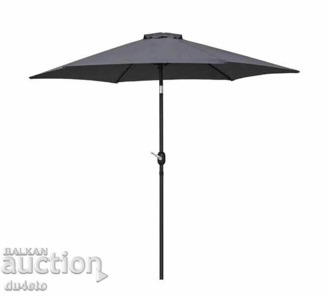 Umbrelă de grădină pliabilă, rezistentă la vânt, gri, cu mecanism manual