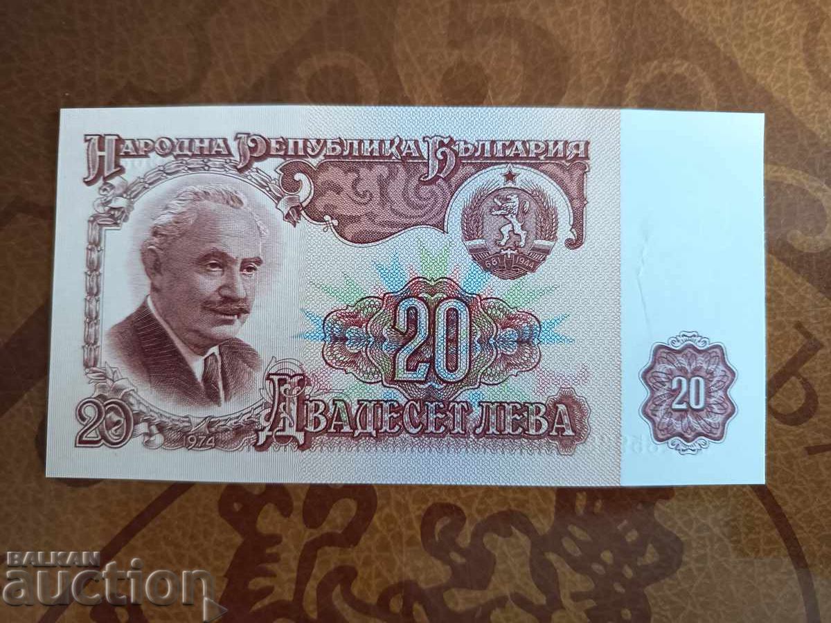 Bancnotă Bulgaria 20 leva din 1974 UNC