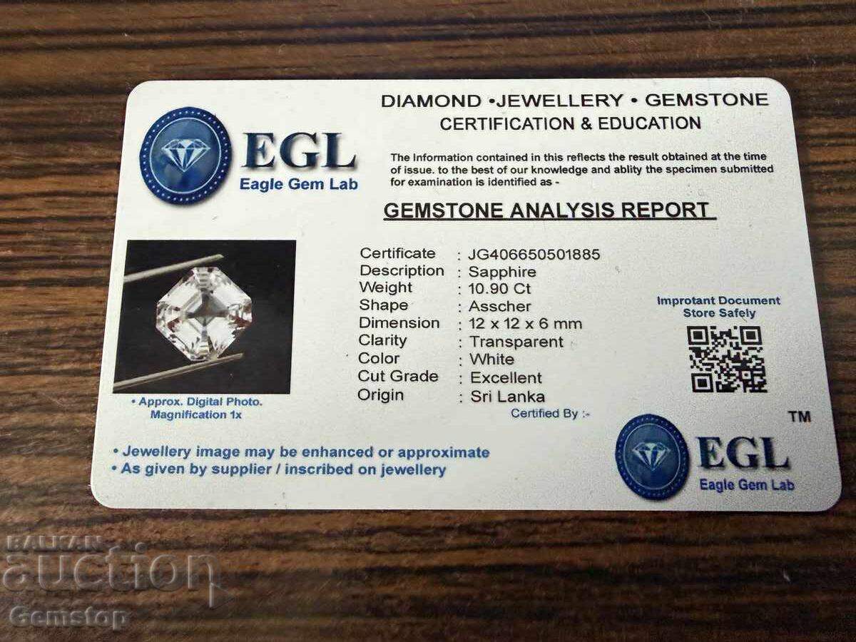 BZC! 10.90 ct Natural Sapphire Asscher Cut Certified EGL from 1ct! - 5