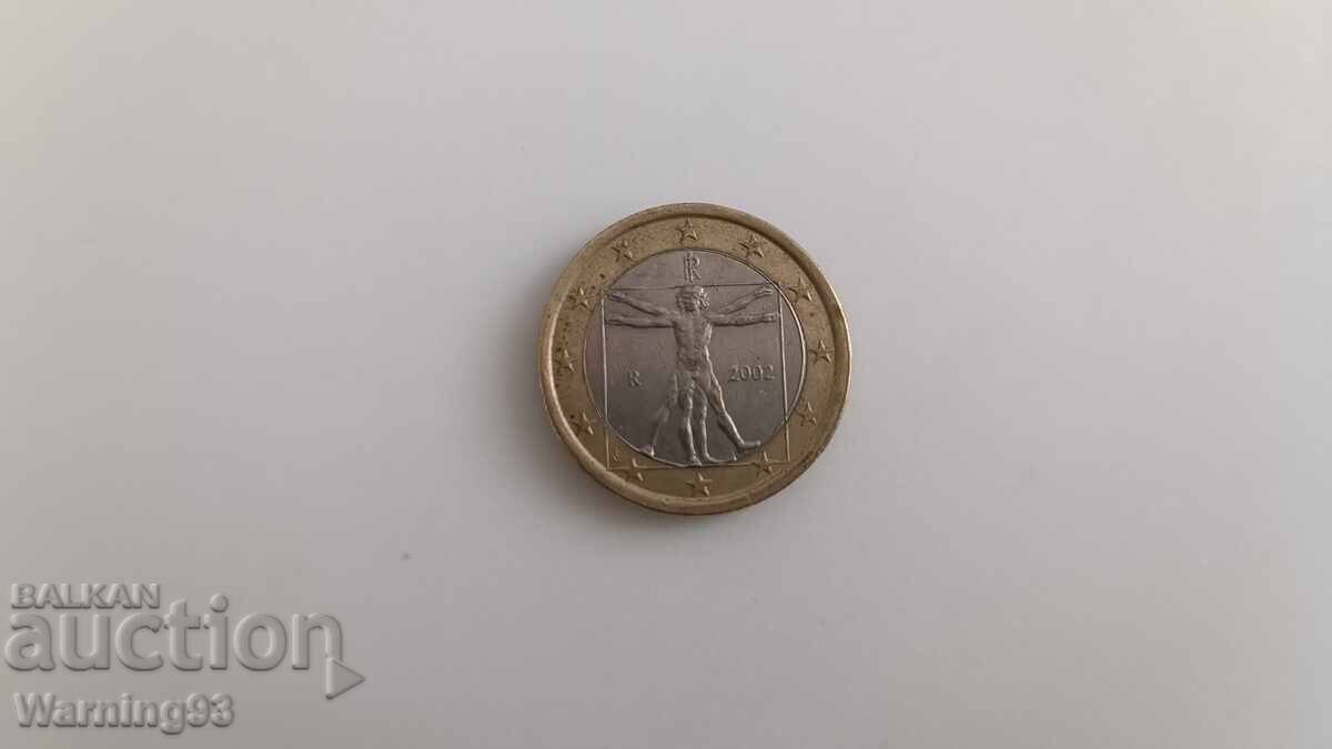 Монета - 1 ЕВРО - 2002г. - Ветрувиански човек - Италия