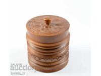 Cutie de țigări din lemn sculptat, lucrată manual, nuc