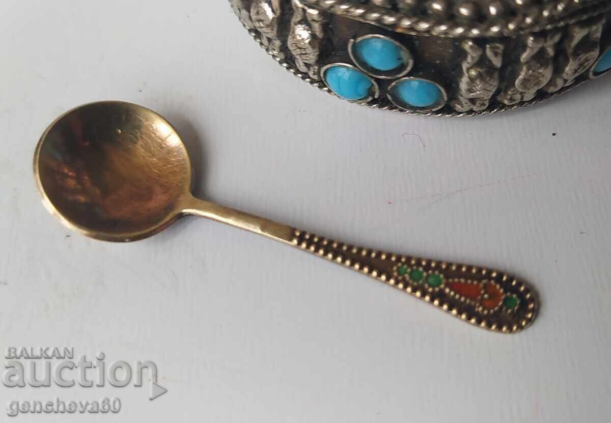 Vintage Russian gold-plated spoon silver 875