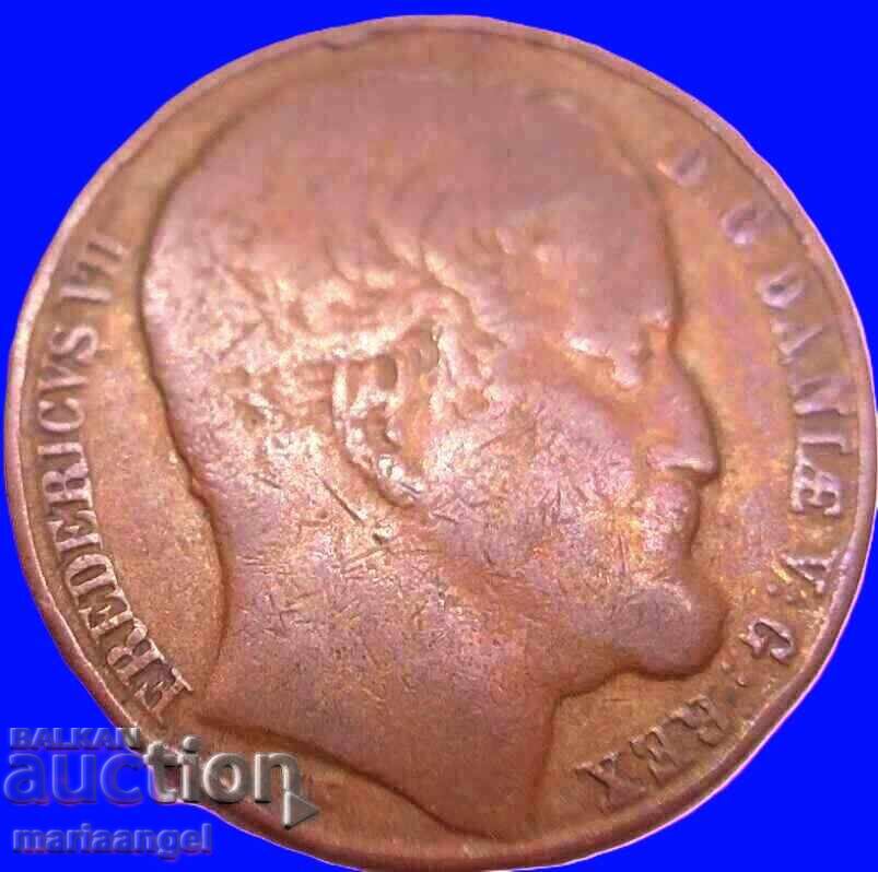 Danemarca 1 Skilling 1852 Frederik al VII-lea bronz cu preț € 11.00 | 21.51 BGN