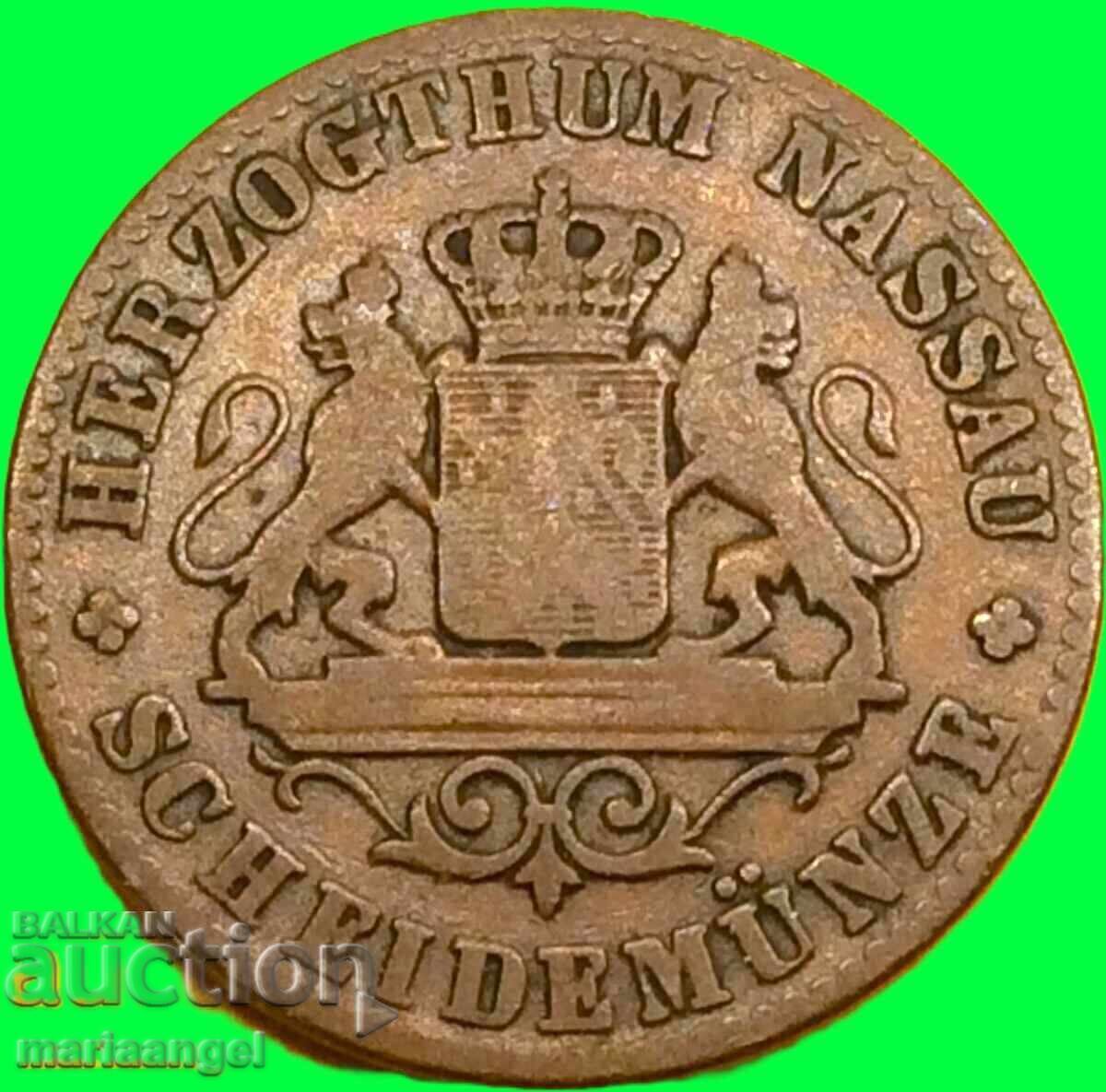 Насау 1 кройцер 1859 Германия - 7