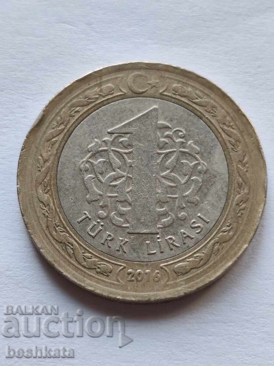 Turcia - 1 liră (2016) cu preț € 0.39 | 0.76 BGN