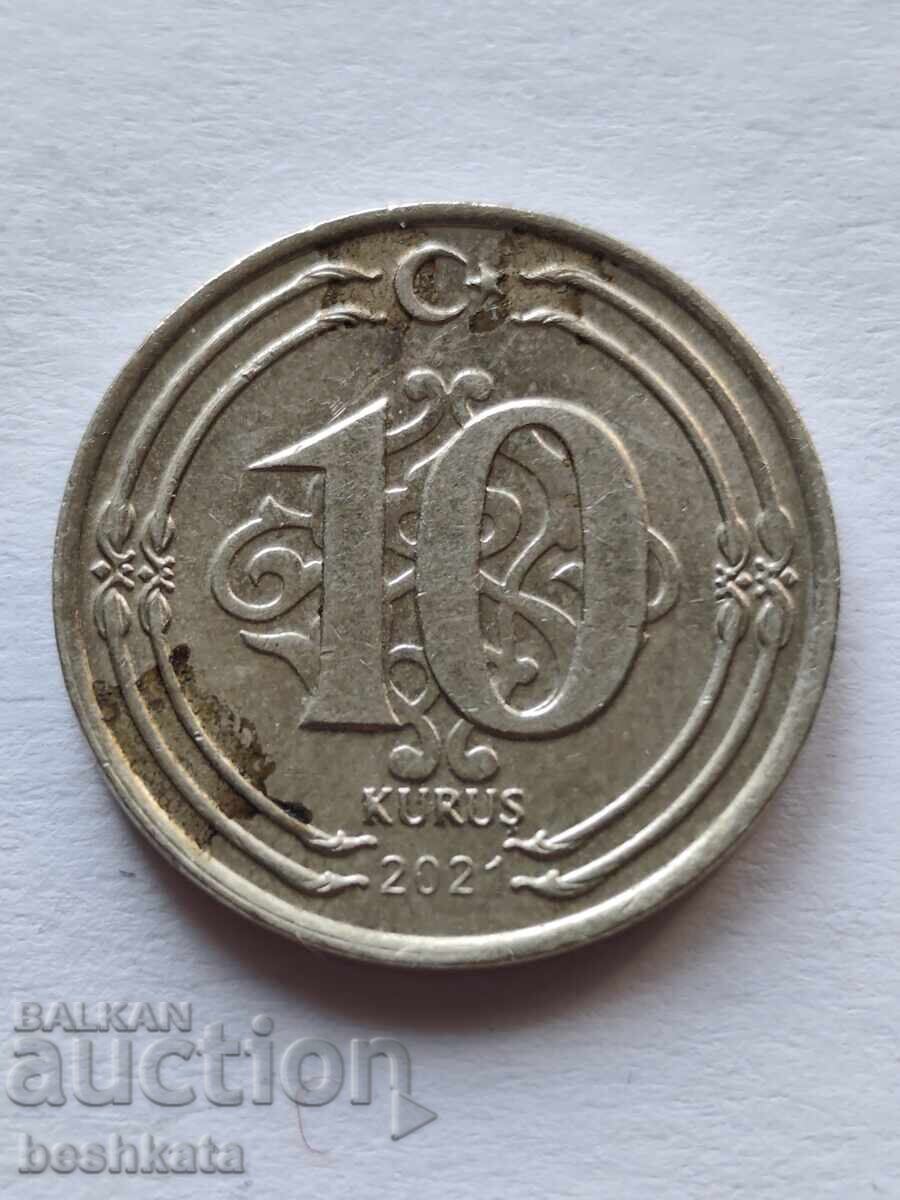 Turkey - 10 Kurus (2021) with price € 0.22 | 0.43 BGN