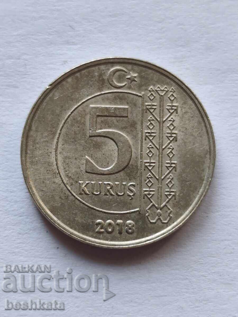 Turcia - 5 kuruş (2018) cu preț € 0.13 | 0.25 BGN Turcia - 5 kuruş (2018) cu preț € 0.13 | 0.25 BGN
