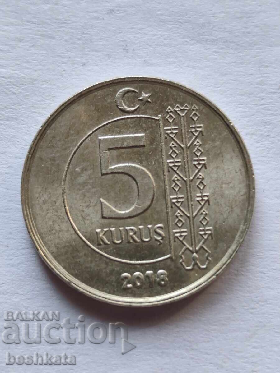 Turcia - 5 kuruş (2018) cu preț € 0.13 | 0.25 BGN Turcia - 5 kuruş (2018) cu preț € 0.13 | 0.25 BGN