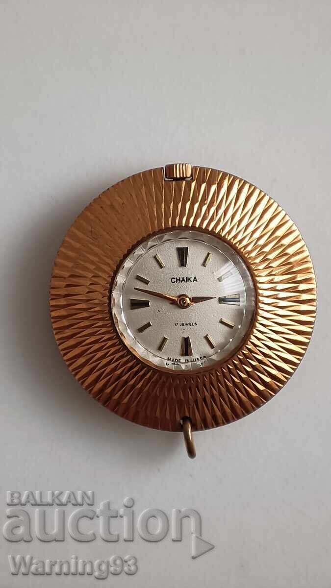 Livrarea Ceas de damă placat cu aur - colier - CHAIKA - 17 rubine - №1