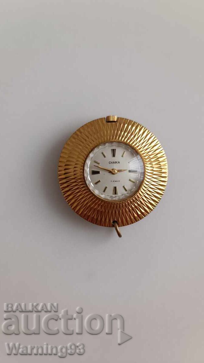 Ceas de damă placat cu aur - colier - CHAIKA - 17 rubine - №1