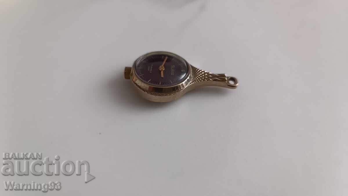 Licitație Ceas de damă placat cu aur - colier - SLAVA - 17 jewels - №4