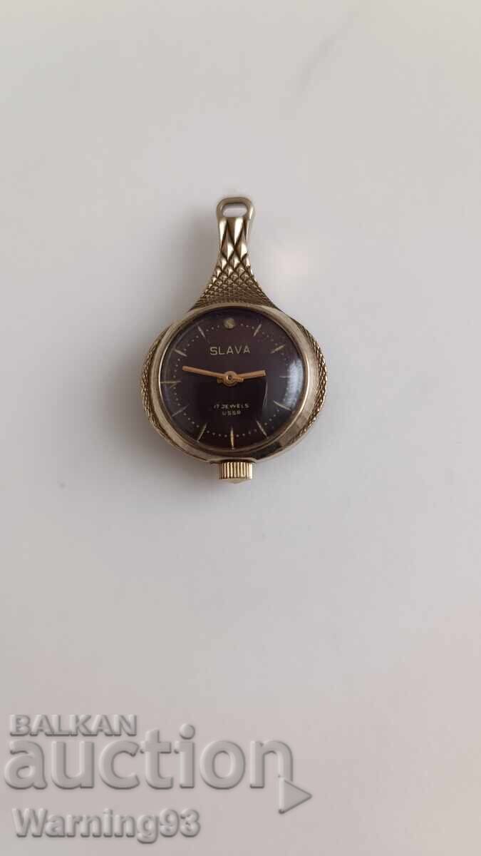 Ceas de damă placat cu aur - colier - SLAVA - 17 jewels - №4