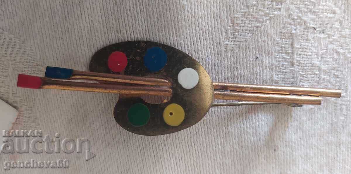 BROȘĂ VINTAGE UNICĂ și ac ac de paletă de pictor - 5