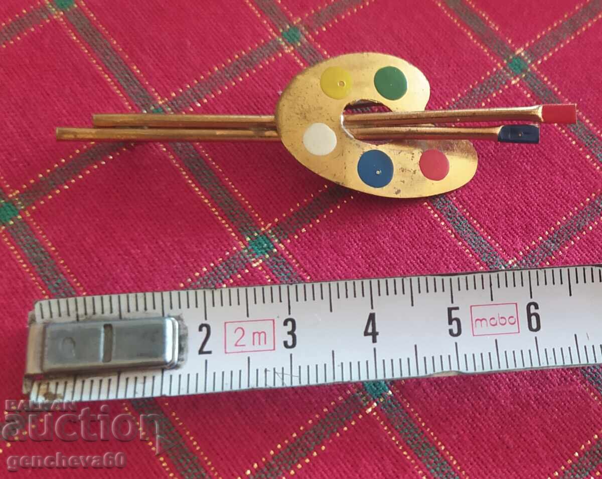 BROȘĂ VINTAGE UNICĂ și ac ac de paletă de pictor - 6