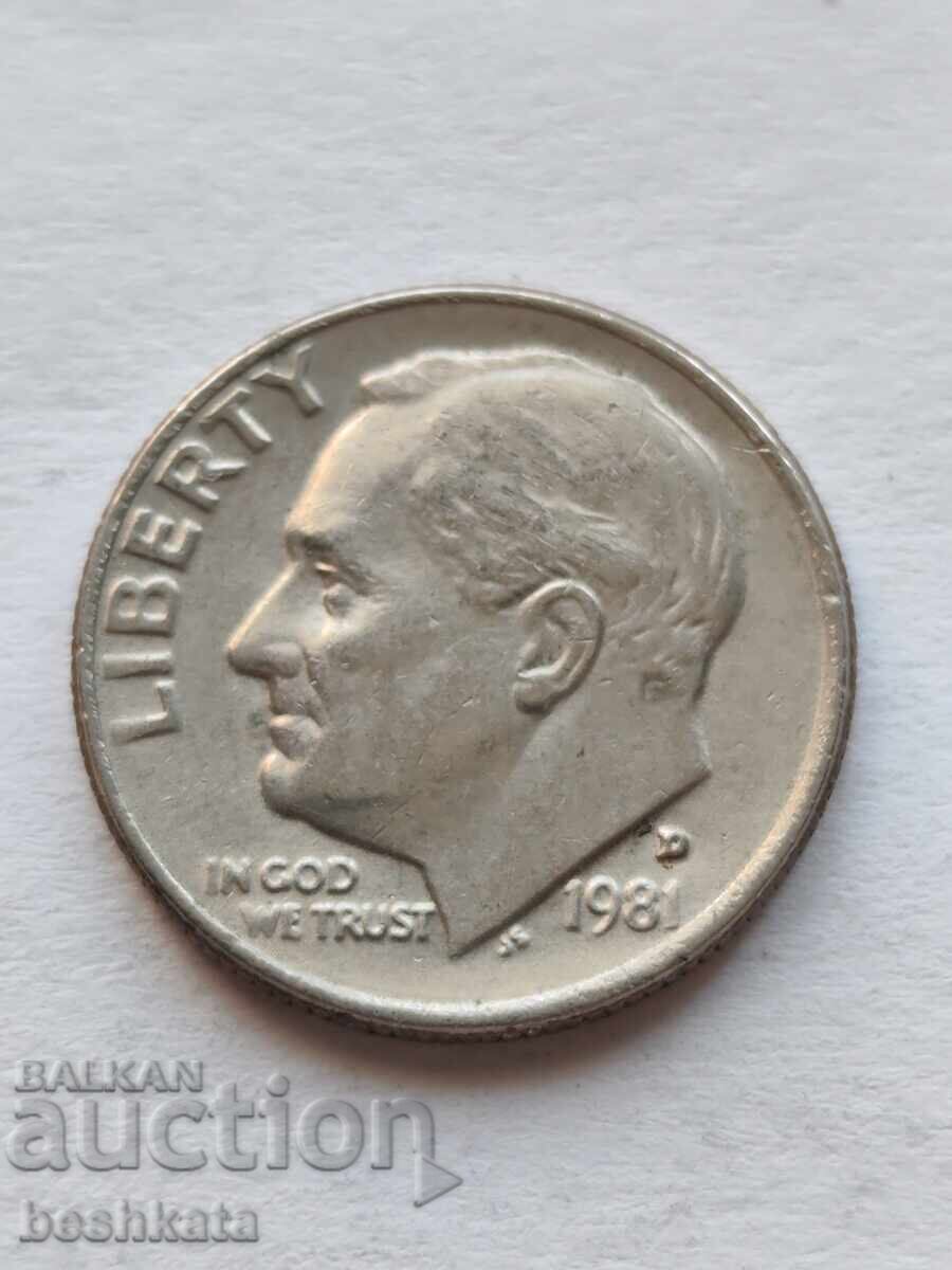 SUA - 1 dime (10 cenți) (1981) D