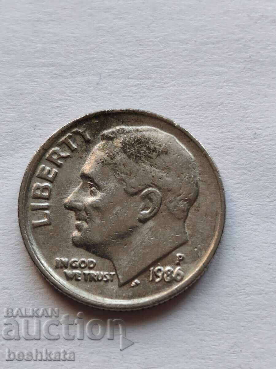 SUA - 1 dime (10 cenți) (1986) P