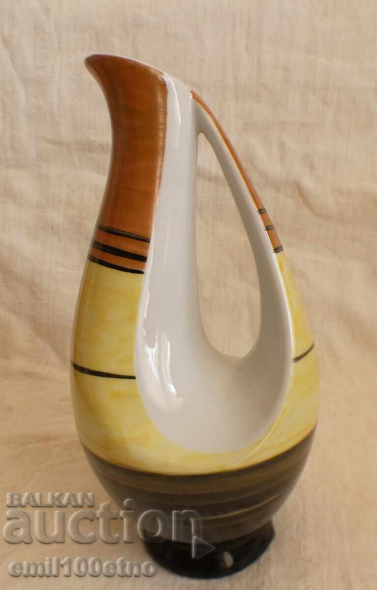 Jug shaped stylized bird old Bulgarian porcelain Isis