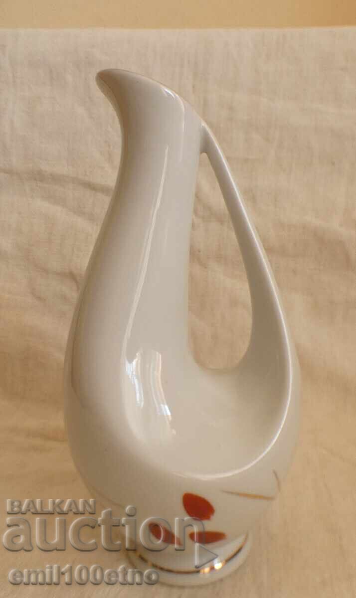 Jug shaped stylized bird old Bulgarian porcelain Isis