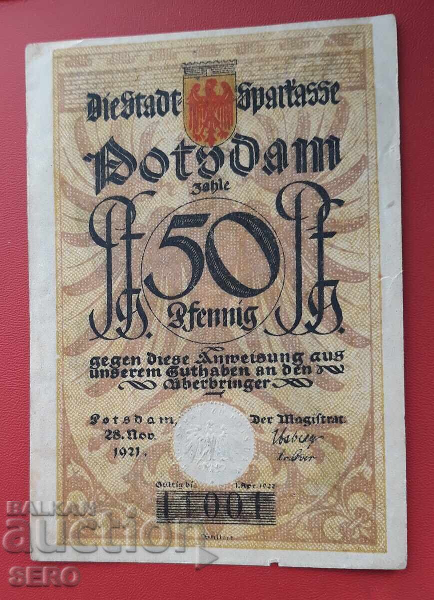 Bancnotă-Germania-Brandenburg-Potsdam-50 pfennig 1921