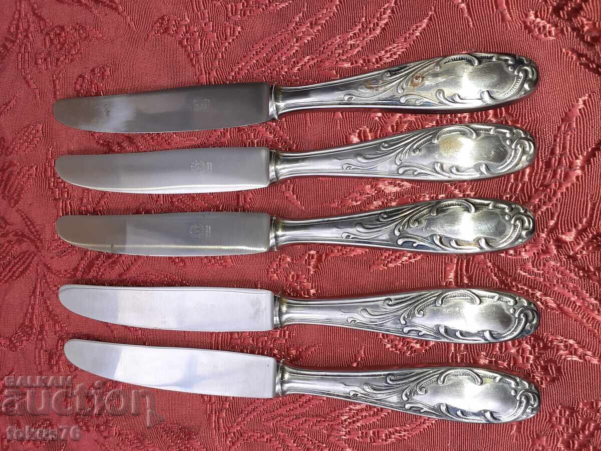 Δημοπρασία Παλιά ασημένια μαχαιροπήρουνα Silkema Solingen - 5 τμχ Δημοπρασία Παλιά ασημένια μαχαιροπήρουνα Silkema Solingen - 5 τμχ