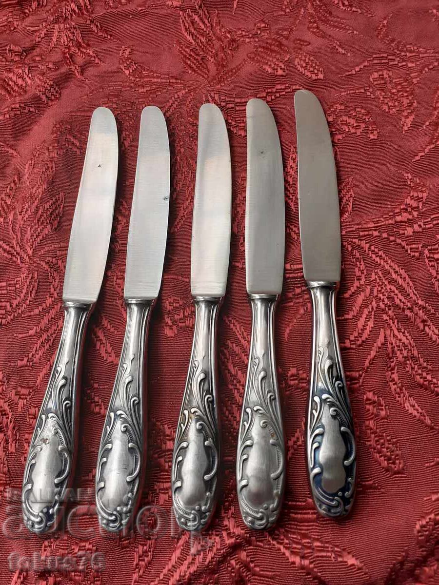 Παλιά ασημένια μαχαιροπήρουνα Silkema Solingen - 5 τμχ - 6 Παλιά ασημένια μαχαιροπήρουνα Silkema Solingen - 5 τμχ - 6