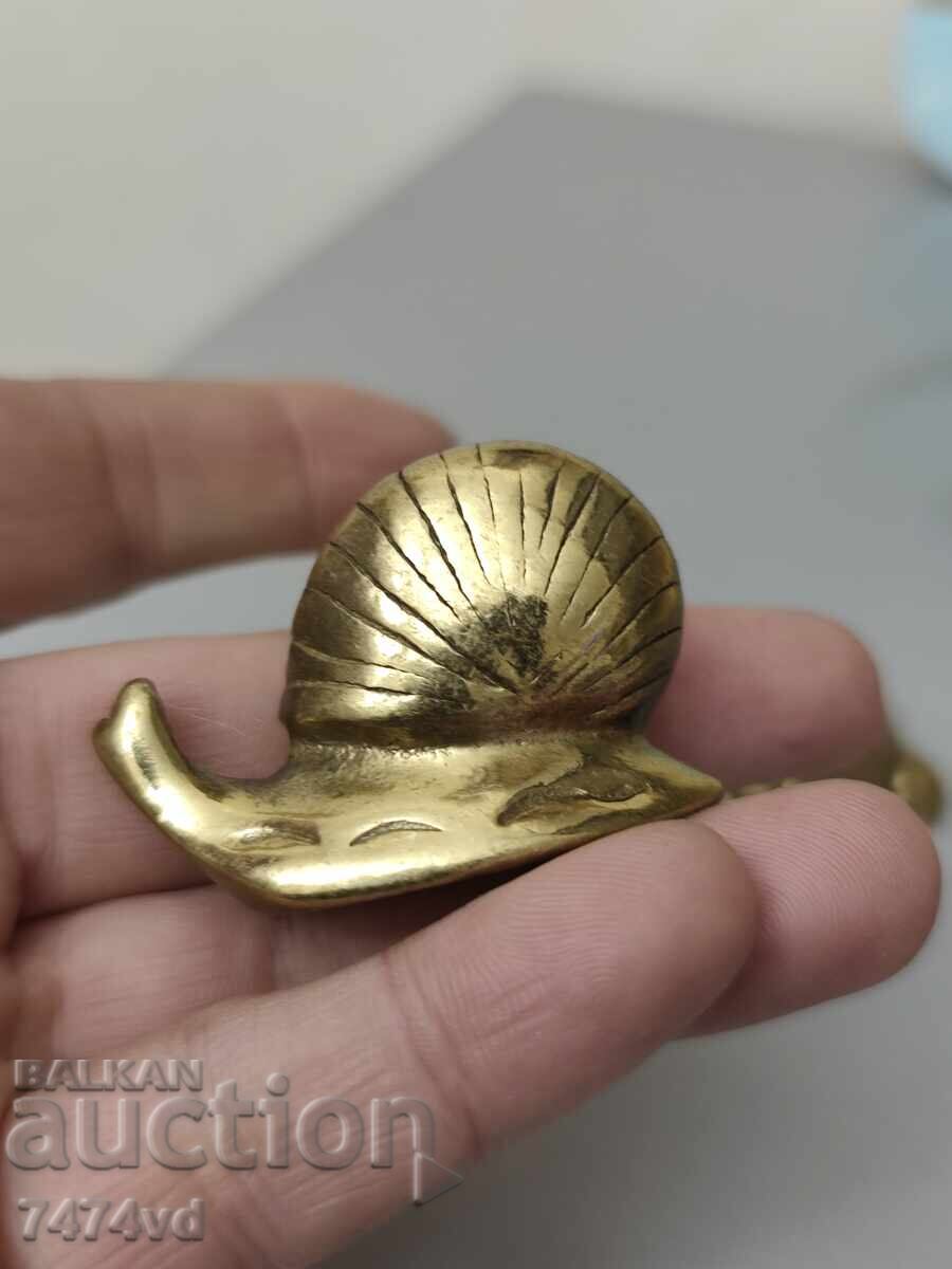 Livrarea 2 Figurine mici masive din bronz, țestoasă și melc