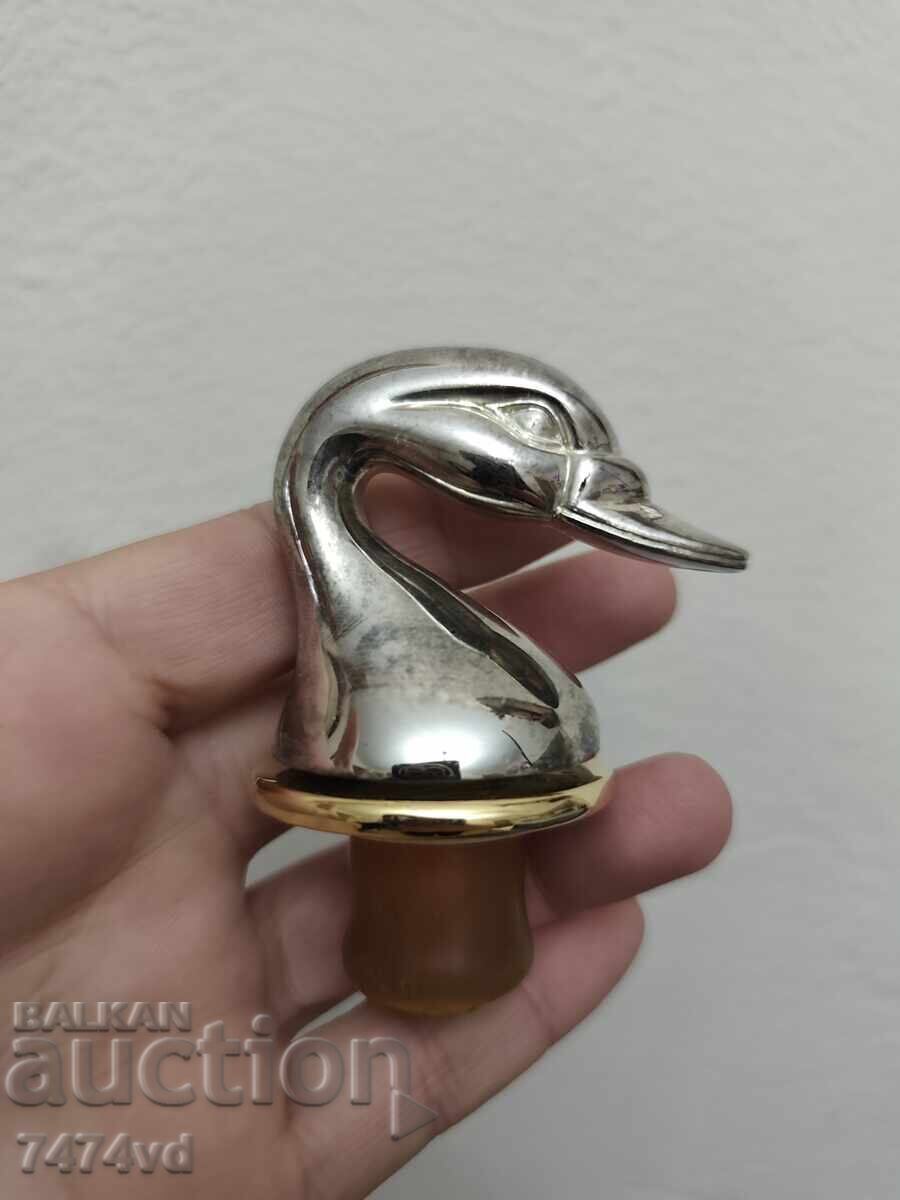 MASIVĂ ANTICĂ ARGINTATĂ DOP DE STICLĂ CU RAȚĂ