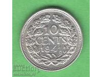 (¯`'•.¸ 10 cenți 1941 OLANDA aUNC ¸.•'´¯)