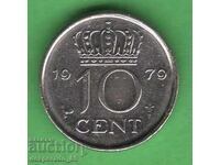 (¯`'•.¸ 10 cenți 1979 OLANDA ¸.•'´¯)