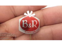 Advertising badge, B&R bonbons, confectionery brand