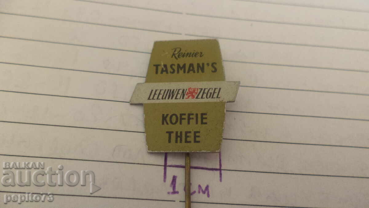 Insigna publicitară, Tasmans, marcă de cafea și ceai cu preț € 1.00 | 1.96 BGN