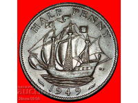 NO INDIA: GREAT BRITAIN★ HALF PENNY 1949 GEORGE VI 1937-1952