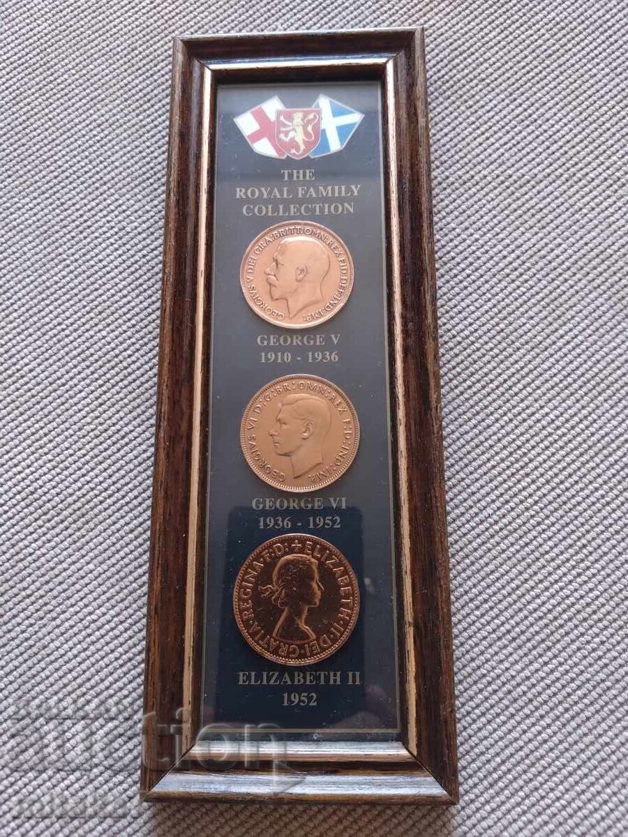 Lot de monede în ramă pentru perete, Marea Britanie