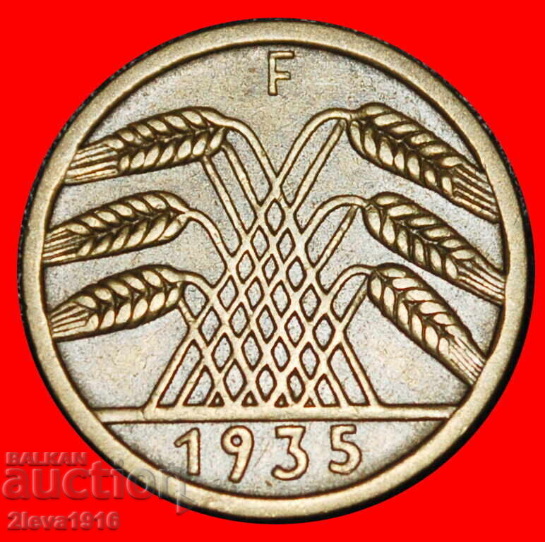 Ⰺ THIRD REICH (1933–1945): GERMANY ★ 5 REICHSPFENNIGS 1935F!