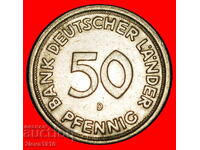 Ⰺ NOT COMMUNIST TYPE (1949‑2001): GERMANY★ 50 PFENNIGS 1949D