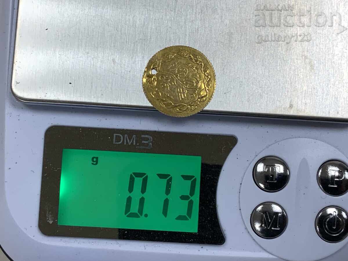 Monedă turcească de aur, bijuterie cu gaură - 5