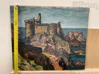 Стара картина масло платно на шперплат