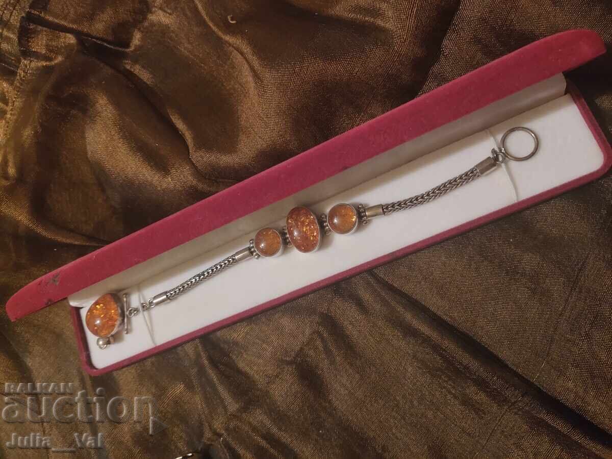 Ασημένιο βραχιόλι με κεχριμπάρι και μενταγιόν ΒΖC από 0,01 σεντ - 7 Ασημένιο βραχιόλι με κεχριμπάρι και μενταγιόν ΒΖC από 0,01 σεντ - 7