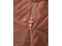 Сребърна гривна с кехлибар и висулка БЗЦ от 0,01 цент