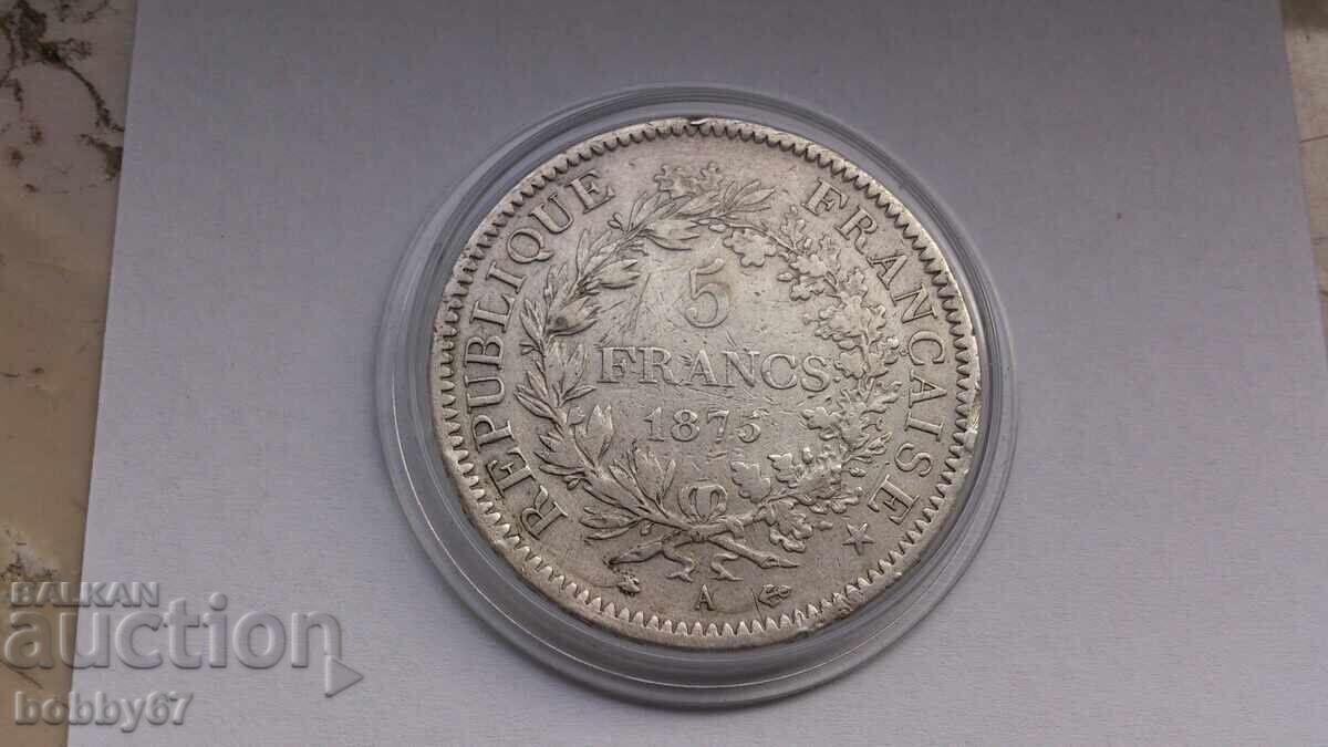 Аукцион Сребърна монета от 5 франка 1875 година - Франция