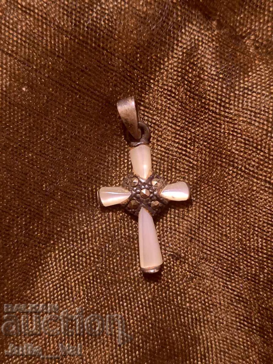 Cruce veche de argint cu sidef BZTS 0,01 cent