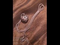 Старо сребърно синджирче и висулка сърце БЗЦ 0,01 цент