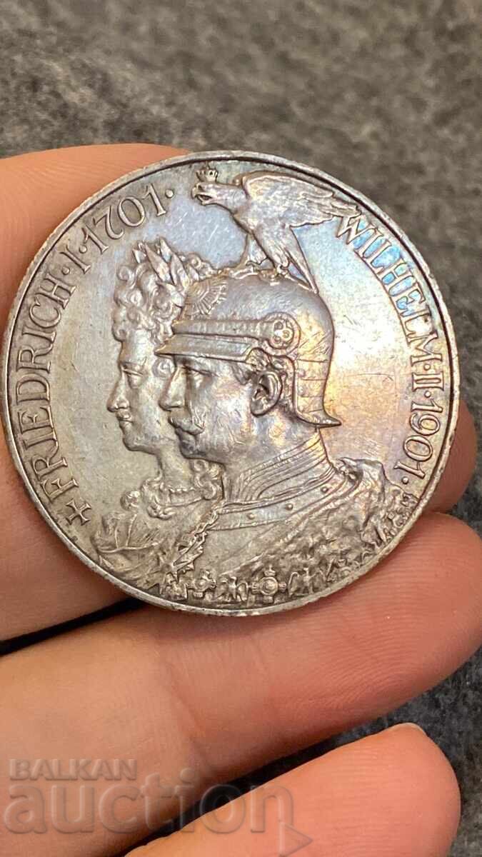 Germania Prusia 5 mărci 1901 Wilhelm al II-lea argint