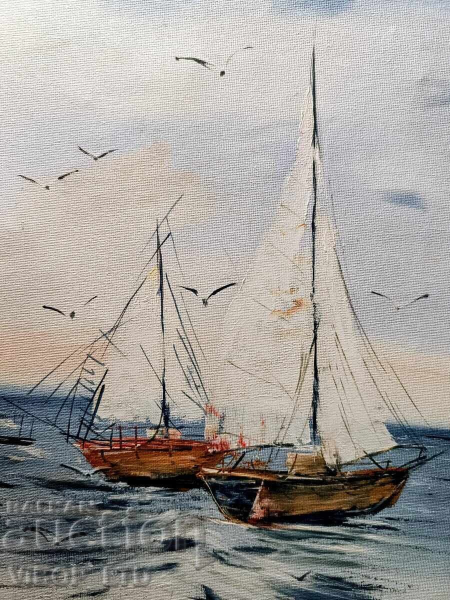 Tablou în ulei "Impuls marin" + cadou versuri originale