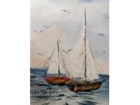 Tablou în ulei "Impuls marin" + cadou versuri originale