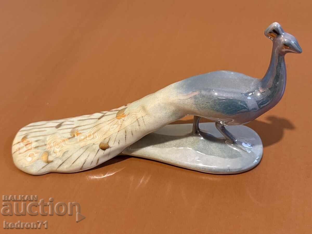 Bulgarian porcelain figurine peacock, peahen